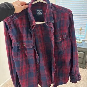 Faded Glory Men's Red and Blue Plaid Shirt